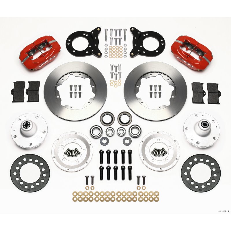 Wilwood Forged Dynalite Front Kit 11.00in Red 1965-1969 Mustang Disc & Drum Spindle