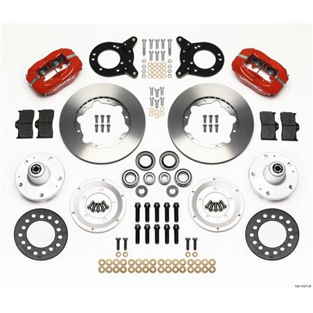 Wilwood Forged Dynalite Front Kit 11.00in Red 1965-1969 Mustang Disc & Drum Spindle