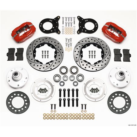 Wilwood Forged Dynalite Front Kit 11.00in Dril Red 1965-1969 Mustang Disc & Drum Spindle