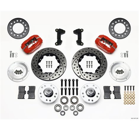 Wilwood Forged Dynalite Front Kit 11.00in Drill-Red 74-80 Pinto/Mustang II Disc Spindle only