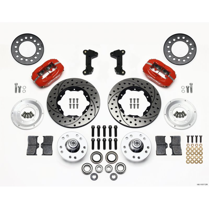 Wilwood Forged Dynalite Front Kit 11.00in Drill-Red 74-80 Pinto/Mustang II Disc Spindle only