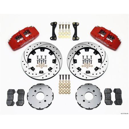 Wilwood Dynapro 6 Front Hat Kit 12.19in Drilled Red 90-99 Civic w/240 mm Disc