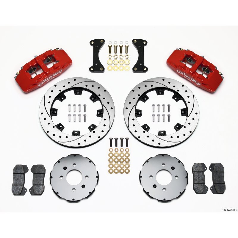 Wilwood Dynapro 6 Front Hat Kit 12.19in Drilled Red 94-01 Honda/Acura w/262mm Disc