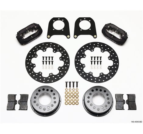 Wilwood Forged Dynalite Rear Drag Kit Drilled Rotor Chev 12 Bolt w/Clip Eliminator