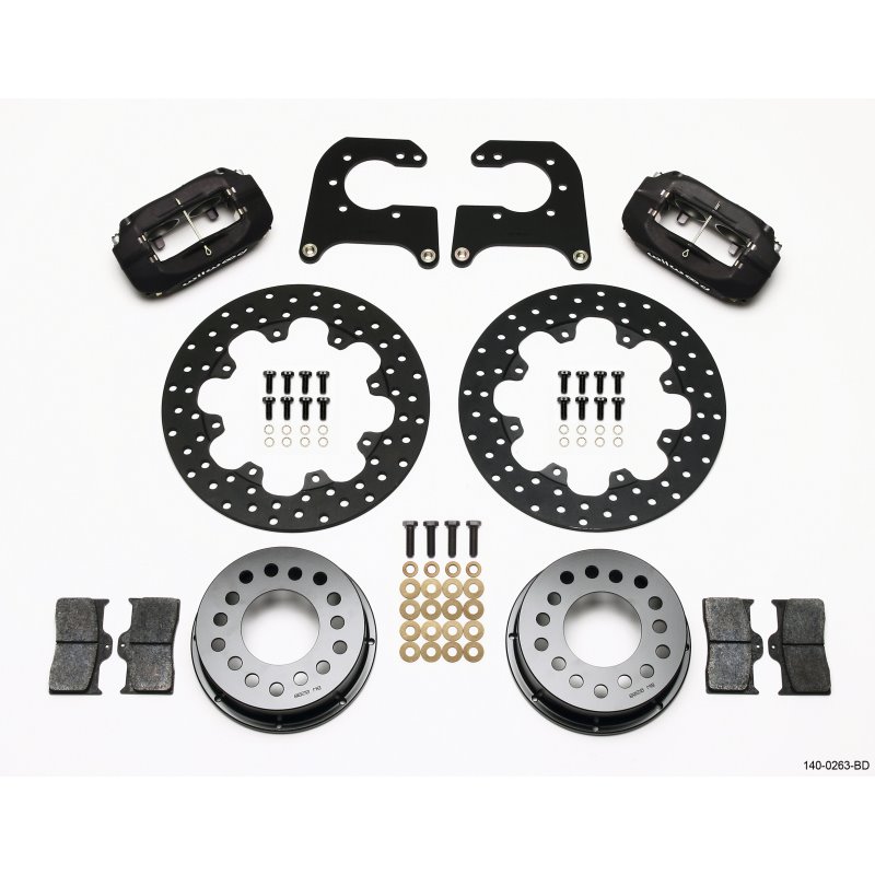 Wilwood Forged Dynalite Rear Drag Kit Drilled Rotor Chev 12 Bolt w C-Clips