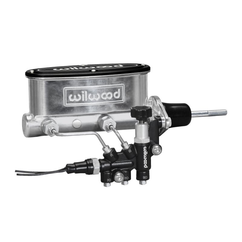 Wilwood HV Tandem M/C Kit w L/H Bracket & Prop Valve - 15/16in Bore Ball Burnished-W/Pushrod