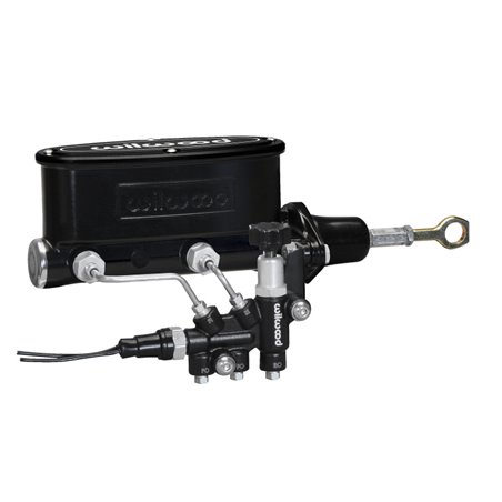 Wilwood HV Tandem M/C Kit w L/H Bracket & Prop Valve - 7/8in Bore Black-W/Push. - Early Mustang