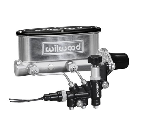 Wilwood HV Tandem M/C Kit w L/H Bracket & Prop Valve - 1 1/8in Bore Ball Burnished