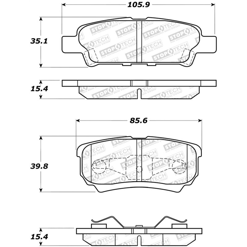 StopTech 07-17 Jeep Patriot Street Performance Rear Brake Pads