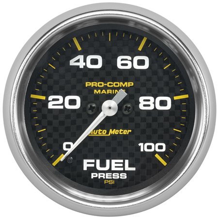 Autometer Marine Carbon Fiber 2-5/8in 100 PSI Digital Stepper Motor Fuel Pressure Gauge