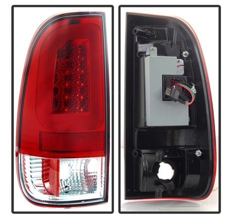 Spyder 97-03 Ford F150 Stylsd. F250 V3 Light Bar LED Tail Lights - Red/Clr ALT-YD-FF15097V3-LBLED-RC