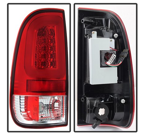 Spyder 08-16 Ford Super Duty F-250 V3 Light Bar LED Tail Lights - Red Clear (ALT-YD-FS07V3-LBLED-RC)