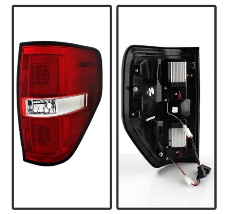 Spyder 09-14 Ford F150 V2 Light Bar LED Tail Lights - Red Clear (ALT-YD-FF15009V2-LBLED-RC)