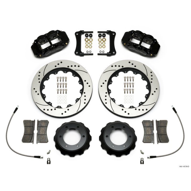 Wilwood Narrow Superlite Black 6R Front Kit 14in Drilled Rotor w/ Lines 05-15 Toyota Tacoma