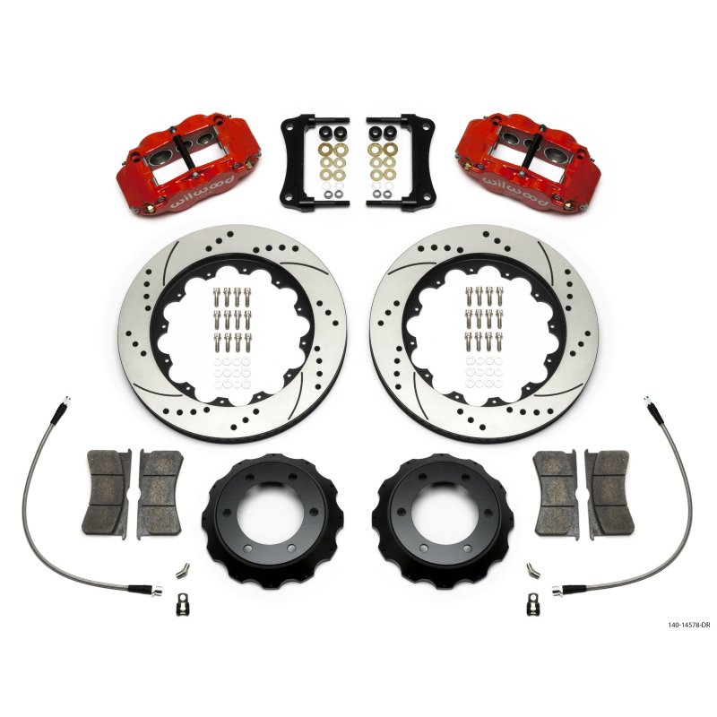 Wilwood Narrow Superlite Red 6R Front Kit 14in Drilled Rotor w/ Lines 05-15 Toyota Tacoma