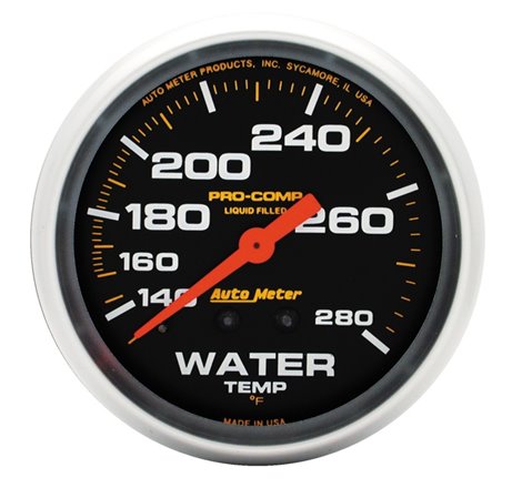 Autometer Liquid Filled Mechanical 2-5/8in 140-280 deg F Water Termperature Gauge Includes 6