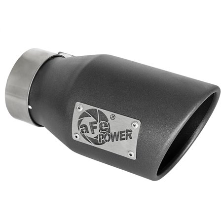 aFe MACH Force-Xp 3in 304 SS Metallic Black Exhaust Tip 3in In x 4-1/2in Out x 9in L Clamp-On Right