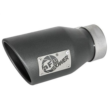 aFe MACH Force-Xp 3in 304 SS Metallic Black Exhaust Tip 3in In x 4-1/2in Out x 9in L Bolt-On Left