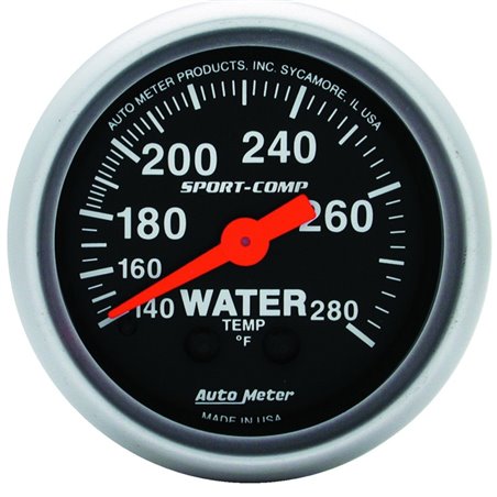 Autometer 2-1/16in 140-280 Degree F Mechanical Water Temp Sport-Comp Gauge