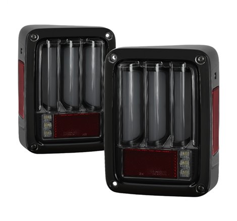 Spyder 07-16 Jeep Wrangler Verison 2 Light Bar LED Tail Lights - Smoke (ALT-YD-JWA07V2-LBLED-BSM)