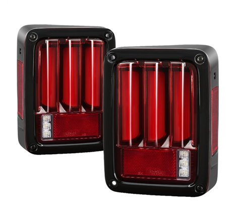 Spyder 07-16 Jeep Wrangler Version 2 Light Bar LED Tail Lights - Red Clear (ALT-YD-JWA07V2-LBLED-RC)