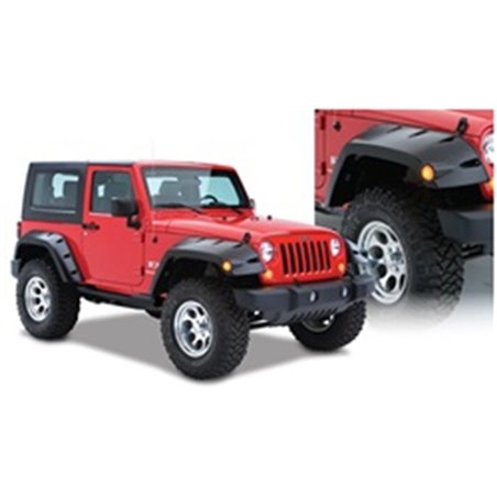 Bushwacker 07-18 Jeep Wrangler Max Pocket Style Flares 2pc Extended Coverage - Black