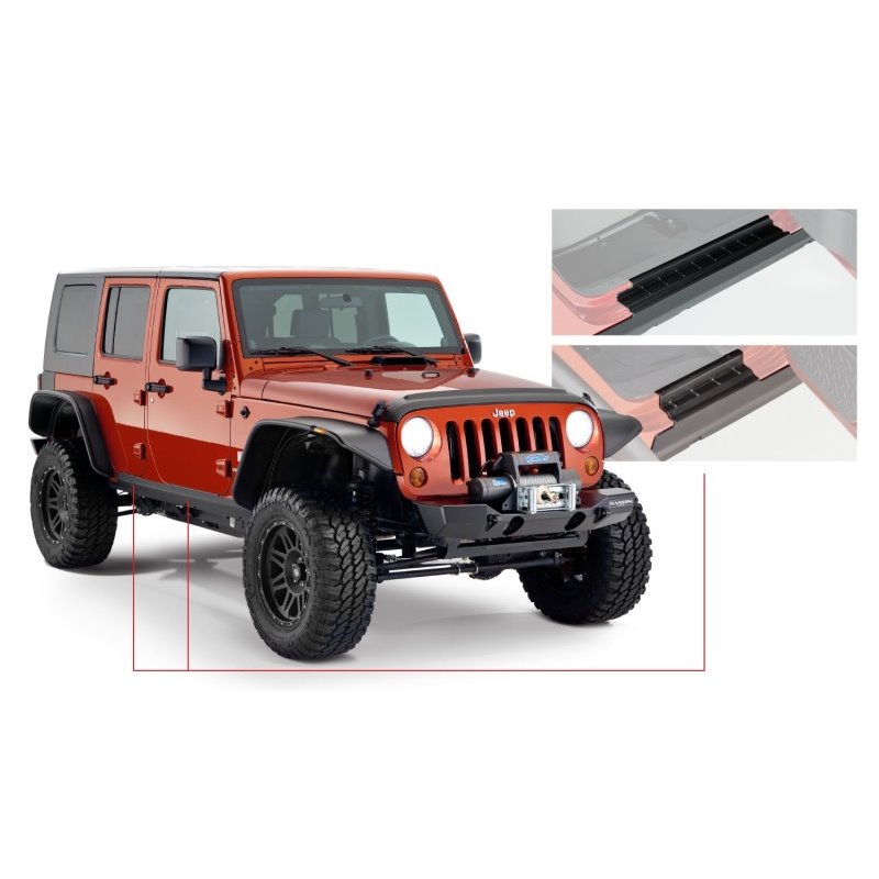 Bushwacker 07-18 Jeep Wrangler Unlimited Trail Armor Rocker Panel and Sill Plate Cover - Black