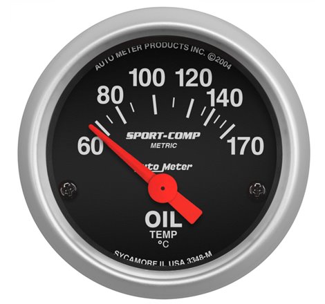 Autometer Sport-Comp 52mm 60-170 Degree Short Sweep Electronic Oil Temperature Gauge