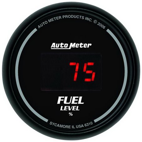 Autometer 52mm Black Digital Programmable Empty-Full Fuel Level Gauge