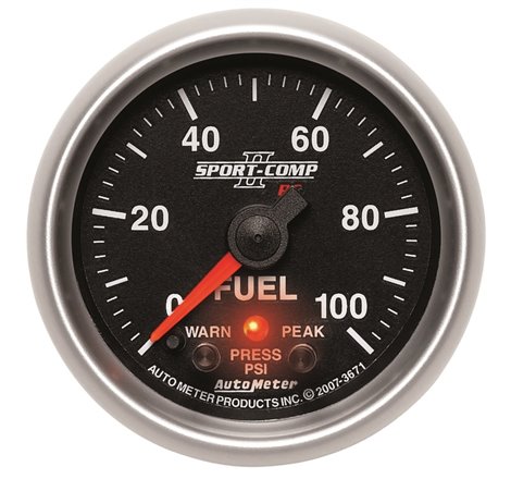 Autometer Sport-Comp II 52mm 0-100 PSI Fuel Pressure Gauge