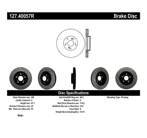 StopTech 02-06 Acura RSX Type S / 06-09 Honda Civic Si Slotted & Drilled Right Front Rotor