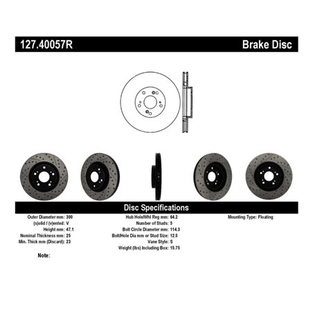 StopTech 02-06 Acura RSX Type S / 06-09 Honda Civic Si Slotted & Drilled Right Front Rotor