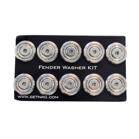 NRG M-Style Fender Washer Kit (TI Series) M6 Bolts For Plastic (Silver Wshr/Silver Scrw) - Set of 10