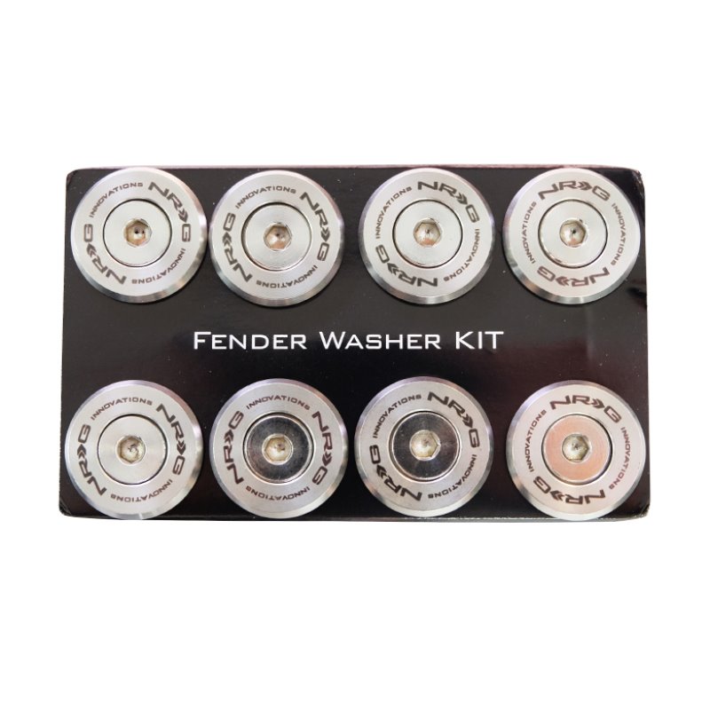 NRG M Style Fender Washer Kit TI Series M6 Bolts For Metal (Silver Washer/Silver Screw) - Set of 10