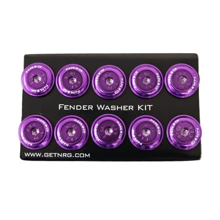 NRG Fender Washer Kit w/Color Matched M6 Bolt Rivets For Plastic (Purple) - Set of 10