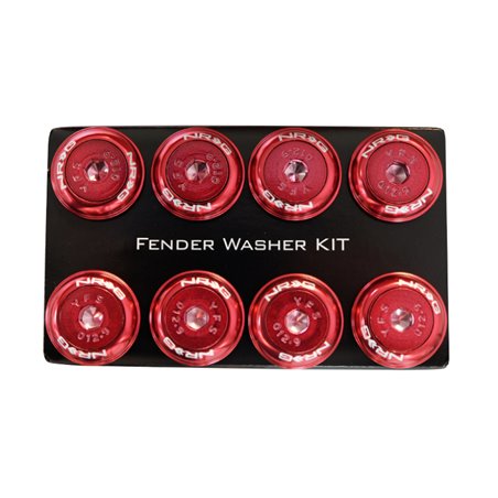 NRG Fender Washer Kit w/Color Matched M8 Bolt Rivets For Plastic (Red) - Set of 8