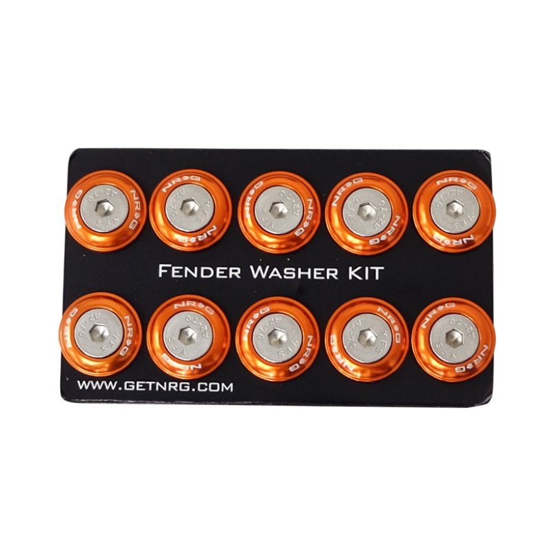 NRG Fender Washer Kit w/Rivets For Plastic (Orange) - Set of 10