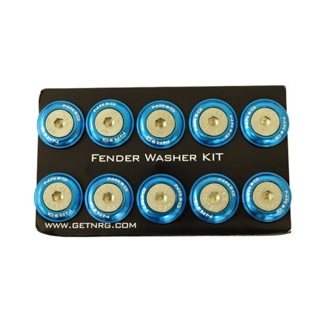 NRG Fender Washer Kit w/Rivets For Plastic (Blue) - Set of 10