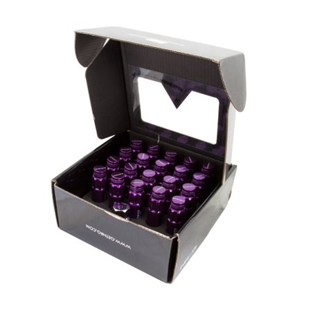 NRG 700 Series M12 X 1.25 Steel Lug Nut w/Dust Cap Cover Set 21 Pc w/Locks & Lock Socket - Purple