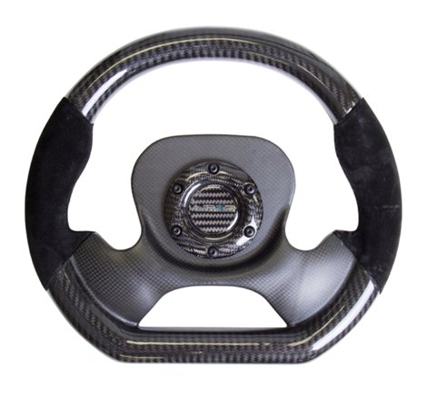 NRG Carbon Fiber Steering Wheel (320mm) CF Center Plate & Two-Tone Carbon w/Suede Trim Handles