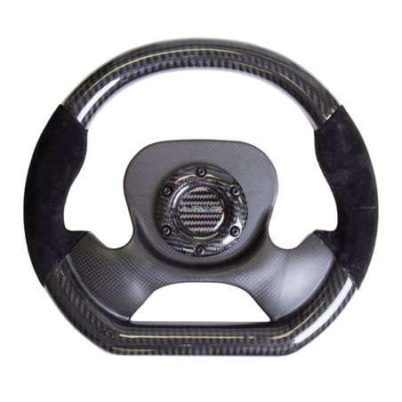 NRG Carbon Fiber Steering Wheel (320mm) CF Center Plate & Two-Tone Carbon w/Suede Trim Handles