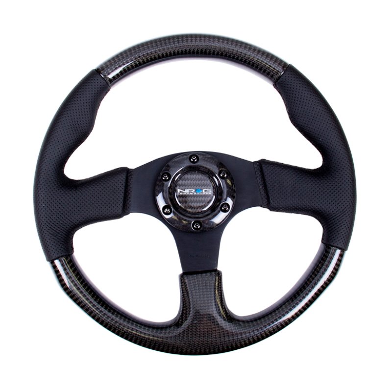 NRG Carbon Fiber Steering Wheel (315mm) Leather Trim w/Black Stitching