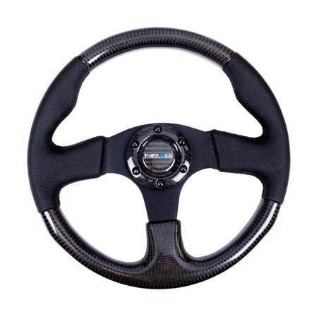 NRG Carbon Fiber Steering Wheel (315mm) Leather Trim w/Black Stitching