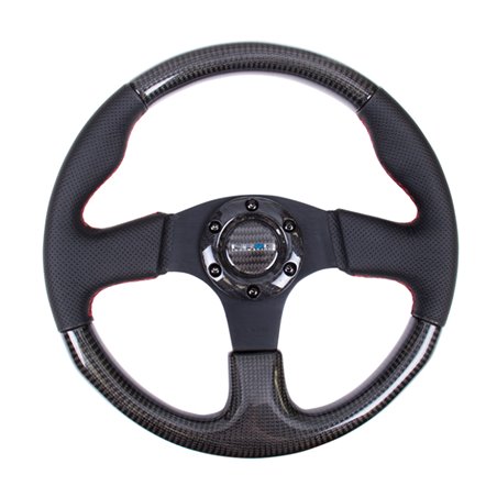 NRG Carbon Fiber Steering Wheel (315mm) Leather Trim w/Red Stitching