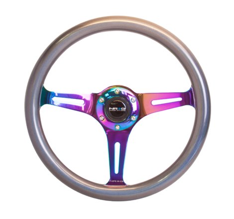 NRG Classic Wood Grain Steering Wheel (350mm) Chameleon/Pearlescent Paint Grip w/Neochrome 3-Spoke