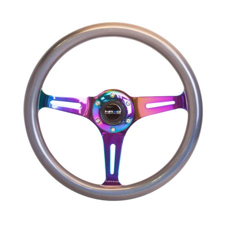 NRG Classic Wood Grain Steering Wheel (350mm) Chameleon/Pearlescent Paint Grip w/Neochrome 3-Spoke