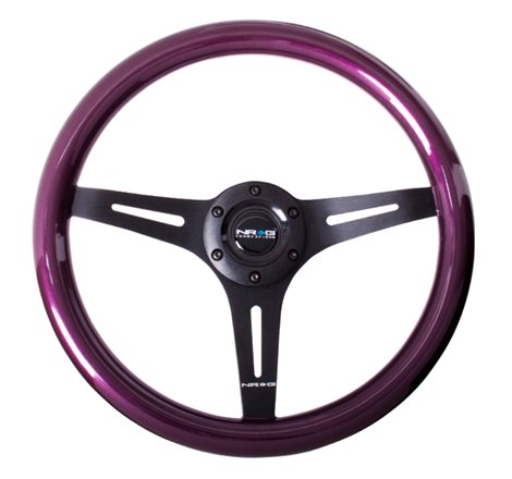 NRG Classic Wood Grain Steering Wheel (350mm) Purple Pearl/Flake Paint w/Black 3-Spoke Center