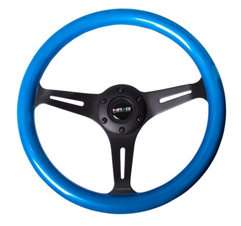 NRG Classic Wood Grain Steering Wheel (350mm) Blue Pearl/Flake Paint w/Black 3-Spoke Center