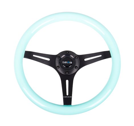 NRG Classic Wood Grain Steering Wheel (350mm) Minty Fresh Color Grip w/Black 3-Spoke Center