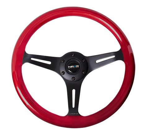 NRG Classic Wood Grain Steering Wheel (350mm) Red Pearl/Flake Paint w/Black 3-Spoke Center